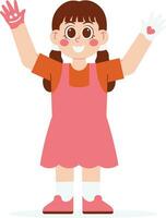 kleuterschool meisje met vinger schilderij illustratie vector
