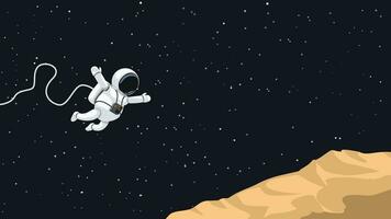 astronaut jumping Aan asteroïde vector