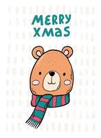 vrolijk Kerstmis belettering citaat versierd met schattig teddy beer voor afdrukken, kaarten, affiches, spandoeken, uitnodigingen, sublimaties, stickers, enz. eps 10 vector
