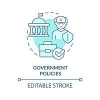 2d bewerkbare regering beleid dun lijn icoon concept, geïsoleerd vector, blauw illustratie vertegenwoordigen pensionering. vector