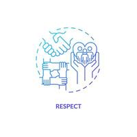 respect blauw helling concept icoon. menselijk waardigheid. cultureel gevoeligheid. werk samen. mensen relatie. verscheidenheid en inclusie abstract idee dun lijn illustratie. geïsoleerd schets tekening vector