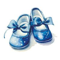 waterverf tekening, schattig baby schoenen in blauw. pasgeboren jongen. zijn een jongen vector