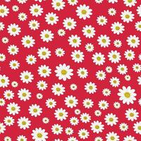wild kamille bloemen Aan een rood achtergrond creëren een naadloos zomer patroon met groot wit bloemen voor textiel. vector. vector