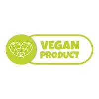 veganistisch Product sticker, label, insigne en logo. ecologie icoon. logo sjabloon met hart vormig bladeren voor veganistisch voedsel of veganistisch Product. vector illustratie geïsoleerd Aan wit achtergrond