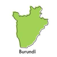 Burundi kaart - gemakkelijk hand- getrokken gestileerde concept met schetsen zwart lijn schets contour. land grens silhouet tekening vector illustratie