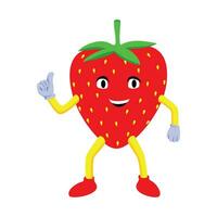 aardbei mascotte ontwerp. schattig karakter rood fruit vector illustratie.