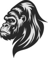 zilverrug gorilla hoofd kant visie logo sjabloon symbool vector illustratie, Super goed aap logo symbool klem kunst voorraad vector beeld