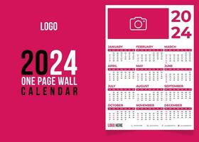 een bladzijde muur kalender sjabloon 2024 vector