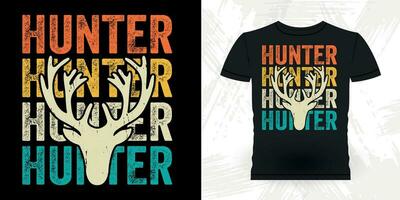 grappig jagers minnaar retro wijnoogst hert jacht- t-shirt ontwerp vector