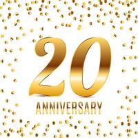 het vieren van 20 verjaardag embleem sjabloonontwerp met gouden nummers poster achtergrond. vector illustratie