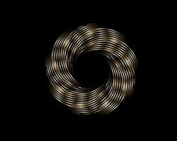 metalen abstract bloem draaikolk, vector meetkundig cirkels bronzen logo ontwerp geïsoleerd Aan zwart achtergrond. technologie ronde in Golf elementen