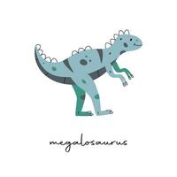 vlak vector vlak hand- getrokken vector illustratie van megalosaurus dinosaurus