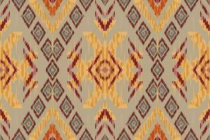 ikat paisley borduurwerk Aan grijs achtergrond.geometrisch etnisch oosters naadloos patroon traditioneel.azteken stijl abstract vector illustratie.ontwerp voor textuur,stof,kleding,verpakking,tapijt,print.