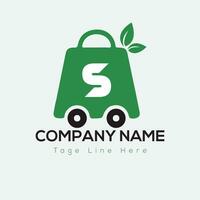 eco boodschappen doen logo Aan brief s sjabloon. eco online kar Aan s brief, eerste boodschappen doen teken concept vector