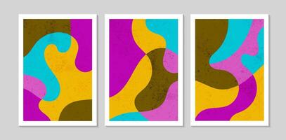 reeks van abstract hedendaags midden eeuw posters met abstract vormen en textuur. ontwerp voor behang, achtergrond, muur decor, omslag, afdrukken, kaart. modern boho minimalistische kunst. vector illustratie.