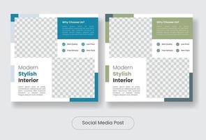 minimale en stijlvolle meubels social media postsjabloon bannerset vector