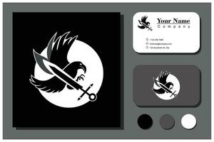 vogel en zwaard logo concept vector