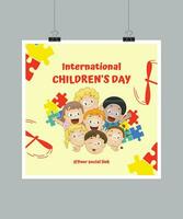 gelukkig Internationale kinderen dag een vector poster sjabloon