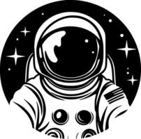 astronaut - zwart en wit geïsoleerd icoon - vector illustratie