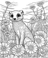 meerkat bloem berg kleur bladzijde vector