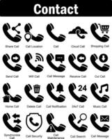 een reeks van 20 contact pictogrammen net zo delen telefoongesprek, telefoontje veiligheid, telefoontje vector