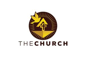 modieus en professioneel brief een kerk teken christen en vredig vector logo ontwerp