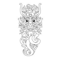 traditioneel Chinese draak in tekening stijl. hand- trek schets draak hoofd. vector illustratie.
