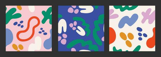 reeks van tekening in naadloos patroon. abstract kunst achtergrond vector ontwerp met kinderachtig krabbel, biologisch vormen, koraal, golvend in levendig kleur. pret creatief illustratie voor kind, kleding stof, afdrukken, omslag.