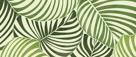 abstract gebladerte botanisch achtergrond vector. groen waterverf behang van tropisch planten, palm bladeren, blad takken, bladeren. gebladerte ontwerp voor banier, afdrukken, decor, muur kunst, decoratie. vector