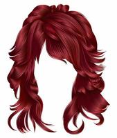 modieus vrouw lang haren rood kleuren .schoonheid mode . realistisch 3d vector