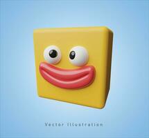 geel doos met clown gezicht in 3d vector illustratie