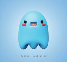 schattig blauw monster in 3d vector illustratie