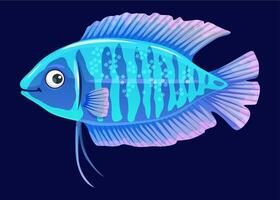tekenfilm aquarium vis, vector gestreept goerami