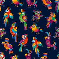 tekenfilm braziliaans papegaaien naadloos patroon vector