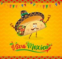 tekenfilm Mexicaans burrito karakter, Mexicaans banier vector