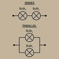 2 bollen in serie en parallel circuits diagram vector