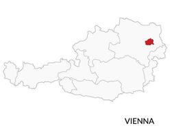 Wenen kaart. Oostenrijk kaart. kaart van Wenen stad in rood kleur vector