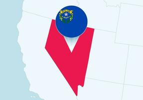 Verenigde staten met geselecteerd Nevada kaart en Nevada vlag icoon. vector