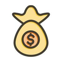 geld zak vector dik lijn gevulde kleuren icoon voor persoonlijk en reclame gebruiken.