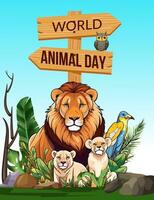 wereld dier dag dieren in het wild illustratie vector sjabloon