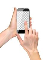 realistische hand met een smartphone vector