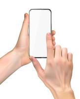 realistische hand met een mobiele telefoon vector