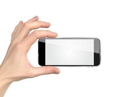 realistische hand met een mobiele telefoon vector