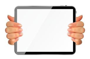 realistische hand met tablet vector