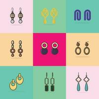 oorbellen verzameling. schijnend accessoires met edelstenen, diamanten, kostbaar steen. sieraden set. mooi oorbellen sieraden verzameling vector ontwerp.