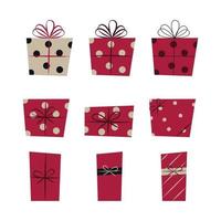 set kerstcadeautjes platte vectorillustraties vector