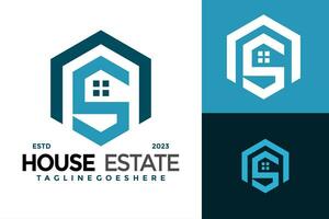 brief s zeshoek huis logo ontwerp vector symbool icoon illustratie