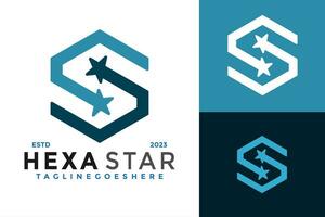 brief s zeshoek ster logo ontwerp vector symbool icoon illustratie