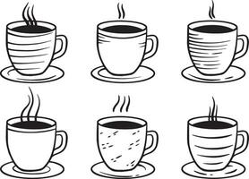 verzameling reeks van koffie kop tekening schetsen illustratie vector