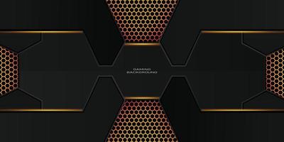 donker gouden gaming-achtergrond met zeshoekig patroon vector